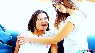 Cute Step Sisters First Time Lesbian With Step moms Magic