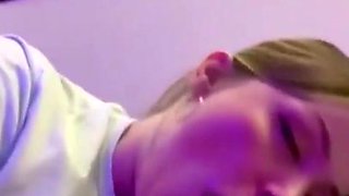 Curvy brunette enjoys passionate homemade interracial blowjob