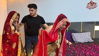 Desi Bride Aksha Wedding Night Threesome with Aman - Indian Saree Sex in Hindi