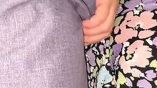Risky! Big-assed Woman Touching a Stranger's Cock.