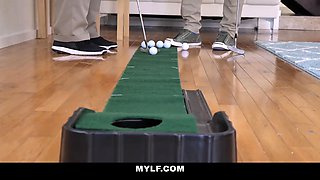 Diamond Kitty pounds the golf instructor