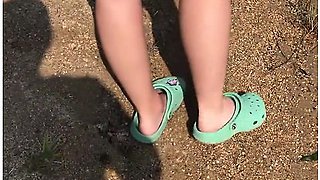 She Slides Her Bikini Bottoms Over To Take A Piss While At The Beach