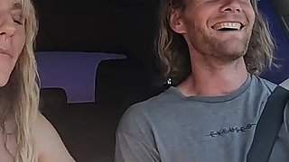 Sexy Blonde Swallows Cum After Road Head