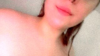 Beautiful Brunette Big Boobs Rides Fake Cock