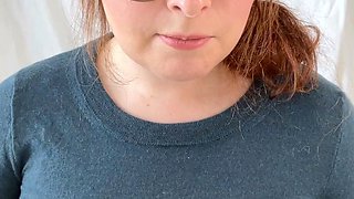 Redhead slut with big boobs goes down