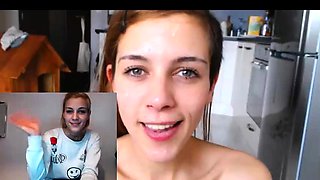 Slutty amateur teen feeds her hunger for bukkake on webcam