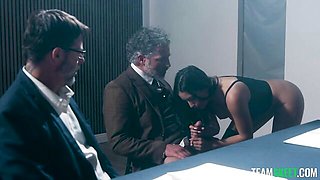 Crazy older boss with a big boner fucked a hot brunette Sophie Moone and Sabrina Sweet