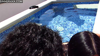 Jacuzzi Threesome - Hot Latina and Ebony Suck Dick - Kiki Minaj and Bella Diosa