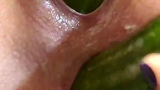 Cucumbers in My Ass and Pussy Make Me Squirt Anal Fisting with Vegetables