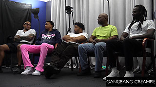 GANGBANG CREAMPIE - Nikki Knightly Big Tits Brunette Gangbanged By Big Dicks