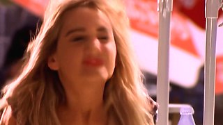 Massive titted teen shows her hairy cunt