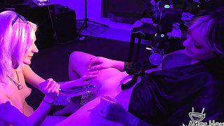 Two hot teens Bleika and Ingrida in a steamy dress scene