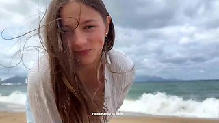 Busty russian milf rides stranger passionately at resort getaway