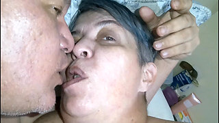 Real and Passionate Kisses Between a Couple of Grandparents