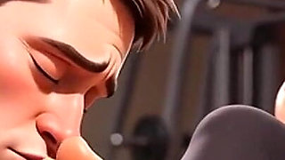 Strong Muscular Woman Makes Skinny Slave Lick Her Feet