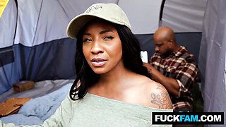 Big-Butt Family Rough Sex in Secret Camping Spot