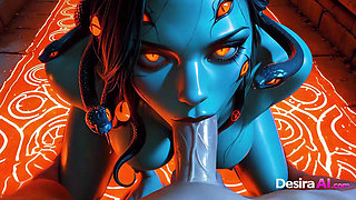 3D Medusa Stares While Cock Slides Deep in Pussy