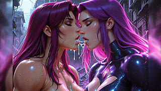 Lustrender: Fiery Witch Duo Lesbian Cum Swallow Ruins - Ai Video