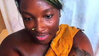 Amateur Ebony Shower Tease!!