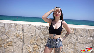German Scout - Inked Latina Girl Melania Dark Pick up for No Condom Casting Fuck