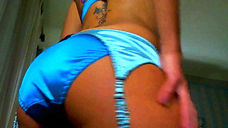 Blue Satin Panties In Your Face