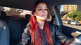 Slutty Brazilian Driver Catches Passenger Jerking Off in Car - Blowjob & Swallow in 4K