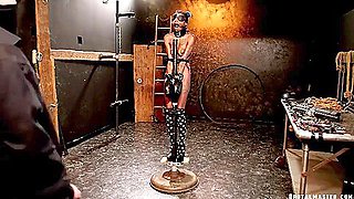 Fuckmeat In Ebony Slave Is Tide On The Pole And Gets Her Ass Whipped