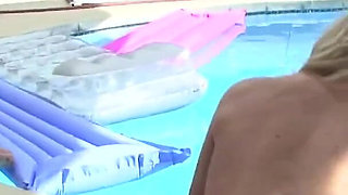 Hot 19 year old blonde Bianka Lovely POV blowjob facial by pool