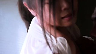 Horny young blonde bitch riding grandpas old cock outdoors