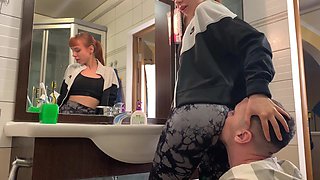 Slave Cleans Mistress Kira's Ass with Tongue After Gym - Rimjob Femdom