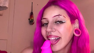 Teen Whore Gags on Thick Dildo Until She Howls