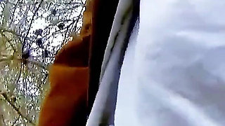 Guy fucks his skinny girlfriend Zoe Nil in the woods and gives her cumshot.
