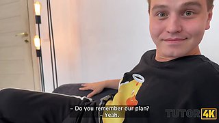 Tutor4k. russian blonde professor got some sperm into her coffee and then into her facehole