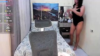 Very hot busty brunette solo masturbation on webcam
