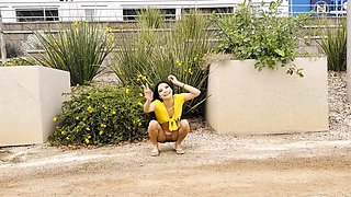 Big ass babe rides a huge toy