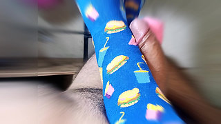 Straw with Feet Wearing Very Funny Stockings
