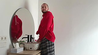 Slim Brunette Caught Her Step-bro Washing His Dick Before the Date & Asked Him To Fuck & Creampie Her