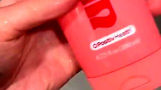 Big boobed webcam MILF shaving her pussy in the shower