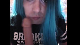 Femboy Sissy Slut Sucking Dldo Hoping for a Real Dick to Lick