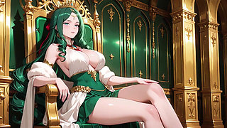 Green Queen on the Golden Throne! Lazy Seduction in a Silk Gown, What Secrets Hide Beneath?