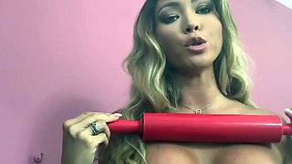 Hot blonde with big boobs solo