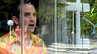 Nailing three provocative blondie lifeguards in training