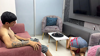 Finally I was left alone with the maid I ended up giving her a hard fuck by her tight ass.