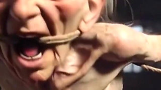 Granny in Rope Bondage - Hairy Pussy & Anal Creampie Desire