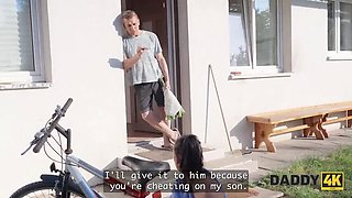 DADDY4K – Hot Brunette Cheats with Her Boyfriend's Dad While He's Away