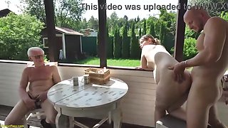 Large Abdomen 9th Month Preggo Teen 18+ Is Having Coarse Large Dick Anal-act Of Love With A Stud In Front Of A Grandpapa Who Is Watching