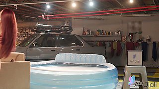 Amatory dream girl at tattoos trailer