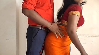 Beautiful curvy Indian bhabhi in yellow saree