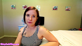 Tattooed mommy welcomes stepson back from jail and allows him to cum inside her