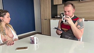 Alt Babe Seduces Roommate in the Kitchen - Hot Cock-Riding